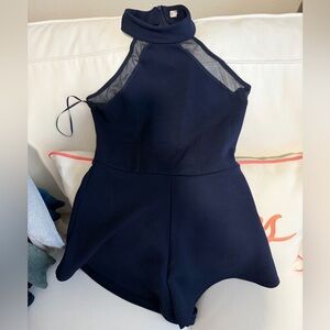 Navy Sleeveless Halter Romper